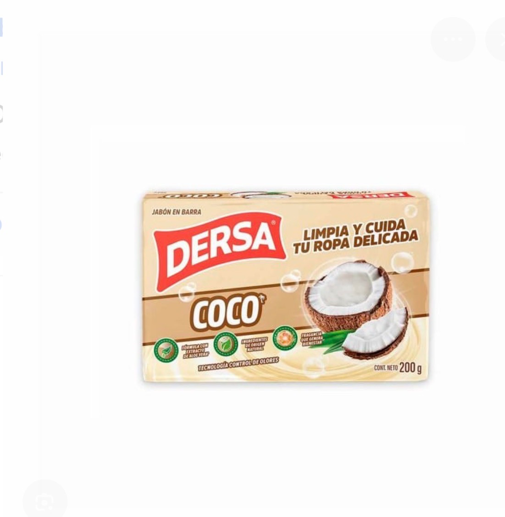 [77023100142] JABON DE LAVAR COCO DERSA PACA X 25 UND X 200 GR