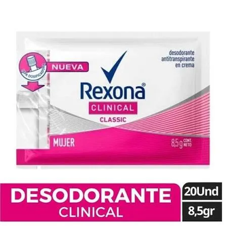 [8087371] REXONA CLINICAL MUJER DISPLEY X 20 SOBRES X 8.5 GR