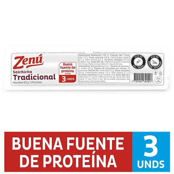 [37961] SALCHICHA TRADICIONAL TRIPACK ZENU X 102 GR
