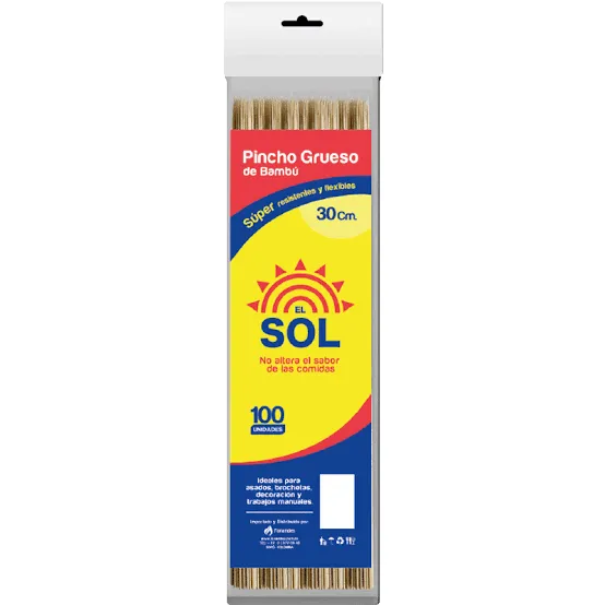 [7707015506338] PALILLO CHUZO EL SOL GRUESO  PAQUETE X 100 UNI X 30 CM